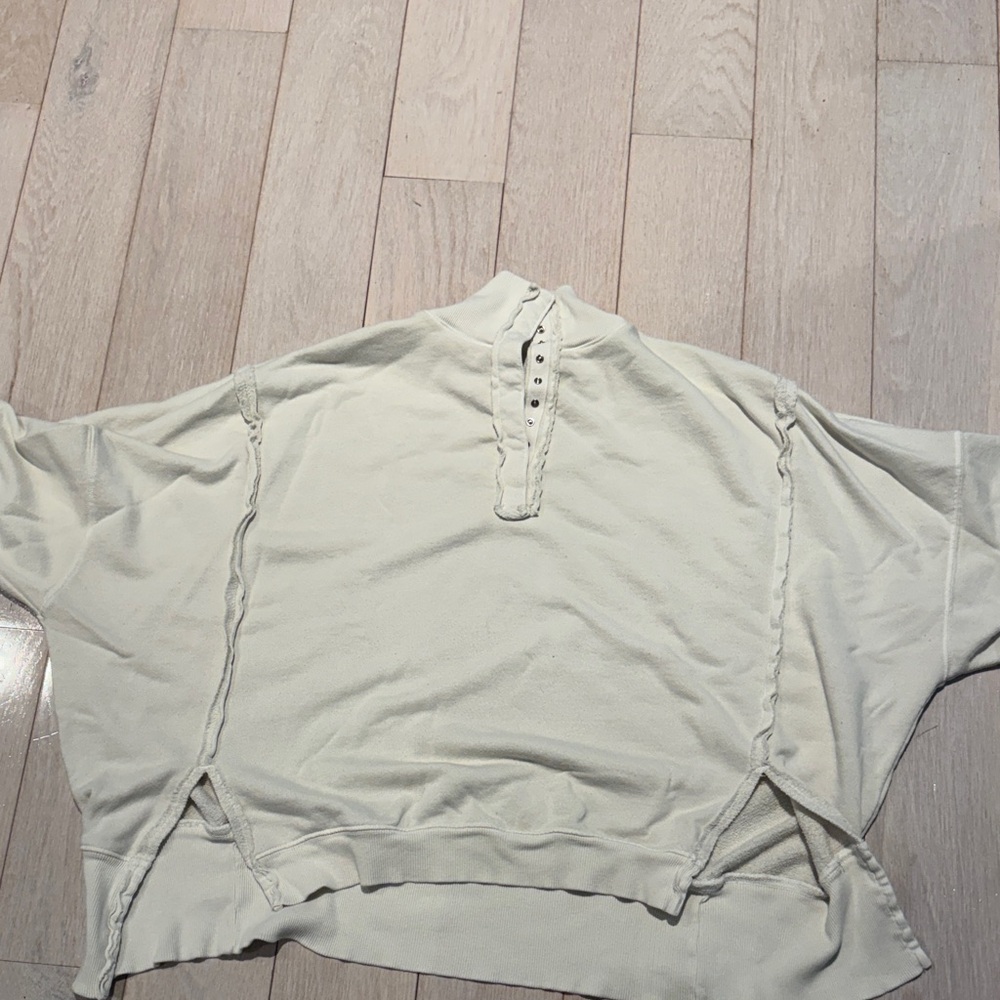We The Free Cream Ribbed Terry Sweatshirt cream